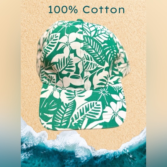 🆕Adult Tropical Green and White Floral Cap - Picture 2 of 10